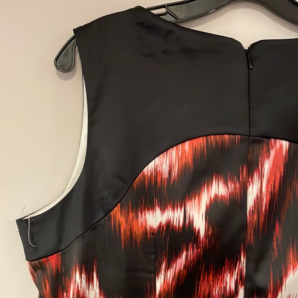 JAX New Black/ Multi Satin Cocktail Dress- Size 14 - Picture 8 of 16
